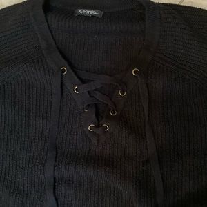 2pc set Black sweaters George with lacing XXL Joe Fresh dual Vneck in Cotton XL